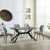 Cyan chaise de salle à manger , dossier en tissu, pieds en métal.
