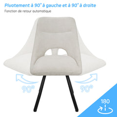 Chaises de Salle à Manger,siège à Retour Automatique,pivotante à 180°,Coton Imitation Cachemire - Beige