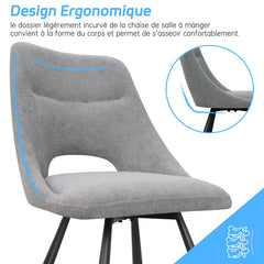 Chaises de Salle à Manger,siège à Retour Automatique,pivotante à 180°,Coton Imitation Cachemire -Gris Clair