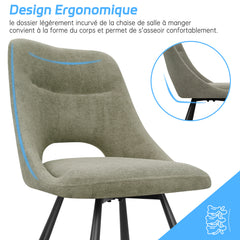Chaises de Salle à Manger,siège à Retour Automatique,pivotante à 180°,Coton Imitation Cachemire -Gris Vert