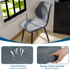 Gris Foncé chaise de salle à manger , dossier en tissu, pieds en métal.