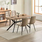 Chaise de cuisine brun jaunâtre, tissu Tech, rembourrée avec pieds en métal noir.