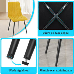 Jaune chaises de Salle à Manger,rembourrées avec Dossier Haut et Design en Lin.