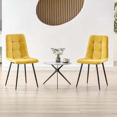 Jaune chaises de Salle à Manger,rembourrées avec Dossier Haut et Design en Lin.