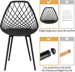 Siège en Polyéthylène d'une Seule Pièce, Chaises Étanches sans Accoudoirs,Noir.