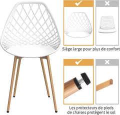 Siège en Polyéthylène d'une Seule Pièce, Chaises Étanches sans Accoudoirs,Blanc.