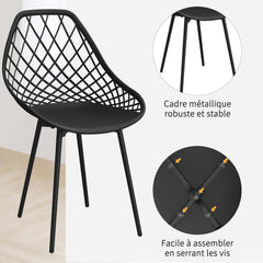 Siège en Polyéthylène d'une Seule Pièce, Chaises Étanches sans Accoudoirs,Noir.