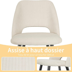 Chaises de salle à manger ,avec rembourrage en velours côtelé épais et pieds en métal séparés, beige.