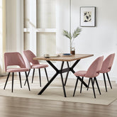 Chaises de salle à manger ,avec rembourrage en velours côtelé épais et pieds en métal séparés, rose.