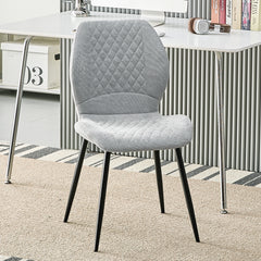 Gris Chaise de salle à manger, lin, pieds en métal.