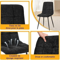 Nior chaises de Salle à Manger,rembourrées avec Dossier Haut et Design en Lin.