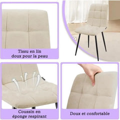 Kaki chaises de Salle à Manger,rembourrées avec Dossier Haut et Design en Lin.