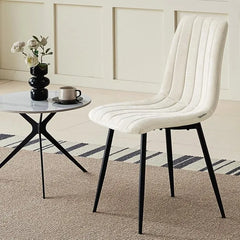 Kaki chaises de Salle à Manger,rembourrées avec Dossier Haut et Design en Lin.