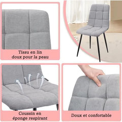 Gris chaises de Salle à Manger,rembourrées avec Dossier Haut et Design en Lin.