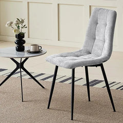 Gris chaises de Salle à Manger,rembourrées avec Dossier Haut et Design en Lin.