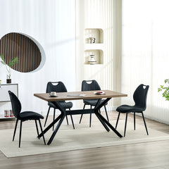 Noir Clair chaise de salle à manger , dossier en tissu, pieds en métal.