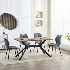 Gris Foncé chaise de salle à manger , dossier en tissu, pieds en métal.
