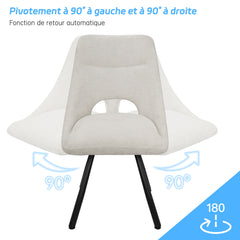 Chaises de Salle à Manger,siège à Retour Automatique,pivotante à 180°,Coton Imitation Cachemire - Beige