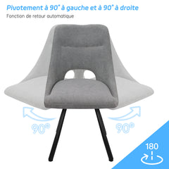 Chaises de Salle à Manger,siège à Retour Automatique,pivotante à 180°,Coton Imitation Cachemire -Gris Clair