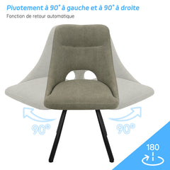 Chaises de Salle à Manger,siège à Retour Automatique,pivotante à 180°,Coton Imitation Cachemire -Gris Vert