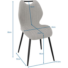Gris Brun chaise de salle à manger , dossier en tissu, pieds en métal.