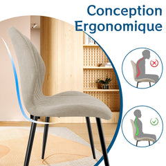Gris Brun chaise de salle à manger , dossier en tissu, pieds en métal.