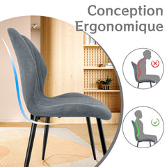 Gris Foncé chaise de salle à manger , dossier en tissu, pieds en métal.
