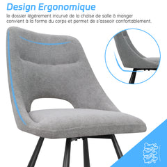 Chaises de Salle à Manger,siège à Retour Automatique,pivotante à 180°,Coton Imitation Cachemire -Gris Clair