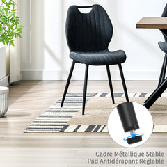 Noir Clair chaise de salle à manger , dossier en tissu, pieds en métal.