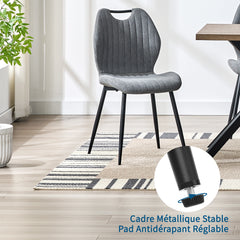 Gris Foncé chaise de salle à manger , dossier en tissu, pieds en métal.