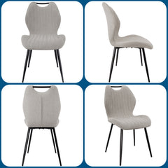 Gris Brun chaise de salle à manger , dossier en tissu, pieds en métal.