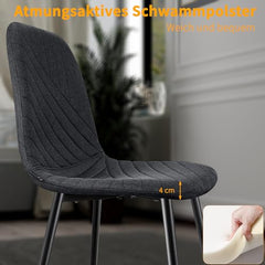 WAFTING Esszimmerstühle-Set, Stühle mit Leinen-Diagonalstreifen-Design und Metallgestell, Geeignet für Esszimmer, Wohnzimmer, Küchen, Schlafzimmer und Empfangsräume