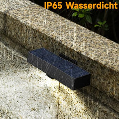 WAFTING Solar Wandleuchte Aussen 4 Pack, Dachrinnen Solarleuchtenim Freien wasserdicht IP65, Solar Aussenleuchte für Outdoor-Treppen, Mauer, Zaun, Hof, Terrasse, Deck