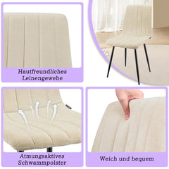 WAFTING Esszimmerstühle 1er Set, Gepolsterter Stuhl mit Hoher Rückenlehne, Esstischstühle mit Metallfuß, für Esszimmer, Wohnzimmer, Küche, Schlafzimmer und Empfangsraum, Beige