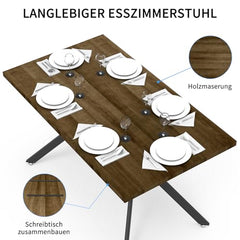 WAFTING Esstisch für 4-6 Personen, Moderner Esstisch aus Holz mit Holzmaserung und 2,5cm Dicken Metallfüßen, Geeignet für Küche, Wohnzimmer, Esszimmer