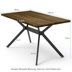 WAFTING Esstisch für 4-6 Personen, Moderner Esstisch aus Holz mit Holzmaserung und 2,5cm Dicken Metallfüßen, Geeignet für Küche, Wohnzimmer, Esszimmer