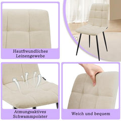 WAFTING Esszimmerstühle 1er Set, Gepolsterter Stuhl mit Hoher Rückenlehne und Leinendesign, Esstischstühle mit Metallfuß, für Esszimmer, Wohnzimmer, Küche, Schlafzimmer und Empfangsraum, Beige