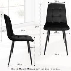 WAFTING Esszimmerstühle 1er Set, gepolsterter Stuhl mit hoher Rückenlehne und holländischem Samtdesign, Esstischstühle mit Metallfuß, für Esszimmer, Wohnzimmer und Empfangsraum, Schwarz