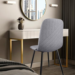 WAFTING Esszimmerstühle 1er Set, Stühle mit Leinen-Diagonalstreifen-Design und Metallgestell, Geeignet für Esszimmer, Wohnzimmer, Küchen, Schlafzimmer und Empfangsräume, Gray