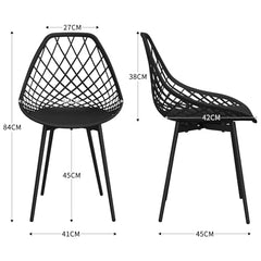 WAFTING Gartenstühle aus Polypropylen, 1er Set, Wetterfest Sitzfläche mit Netzartiger Rückenlehne und Eisenfüßen, Armlose Terrassenstühle, für Esszimmer, Terrasse, Garten, Balkon-Schwarz