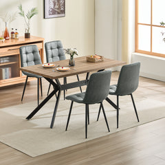 Chaise de cuisine gris foncé, tissu Tech, rembourrée avec pieds en métal noir.