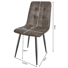 Chaise de cuisine marron, tissu Tech, rembourrée avec pieds en métal noir.