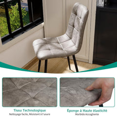 Chaise de cuisine kaki, tissu Tech, rembourrée avec pieds en métal noir.