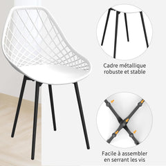 Siège en Polyéthylène d'une Seule Pièce, Chaises Étanches sans Accoudoirs,Blanc.