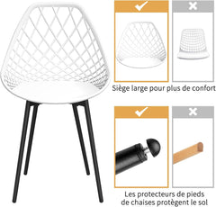 Siège en Polyéthylène d'une Seule Pièce, Chaises Étanches sans Accoudoirs,Blanc.