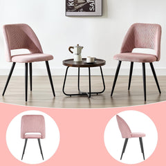 Chaises de salle à manger ,avec rembourrage en velours côtelé épais et pieds en métal séparés, rose.