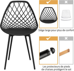 Siège en Polyéthylène d'une Seule Pièce, Chaises Étanches sans Accoudoirs,Noir.