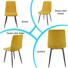 Jaune chaises de Salle à Manger，rembourrées avec Dossier Haut et Design en Lin.