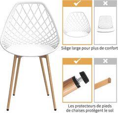 Siège en Polyéthylène d'une Seule Pièce, Chaises Étanches sans Accoudoirs,Blanc.
