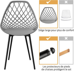 Siège en Polyéthylène d'une Seule Pièce, Chaises Étanches sans Accoudoirs,Grise.